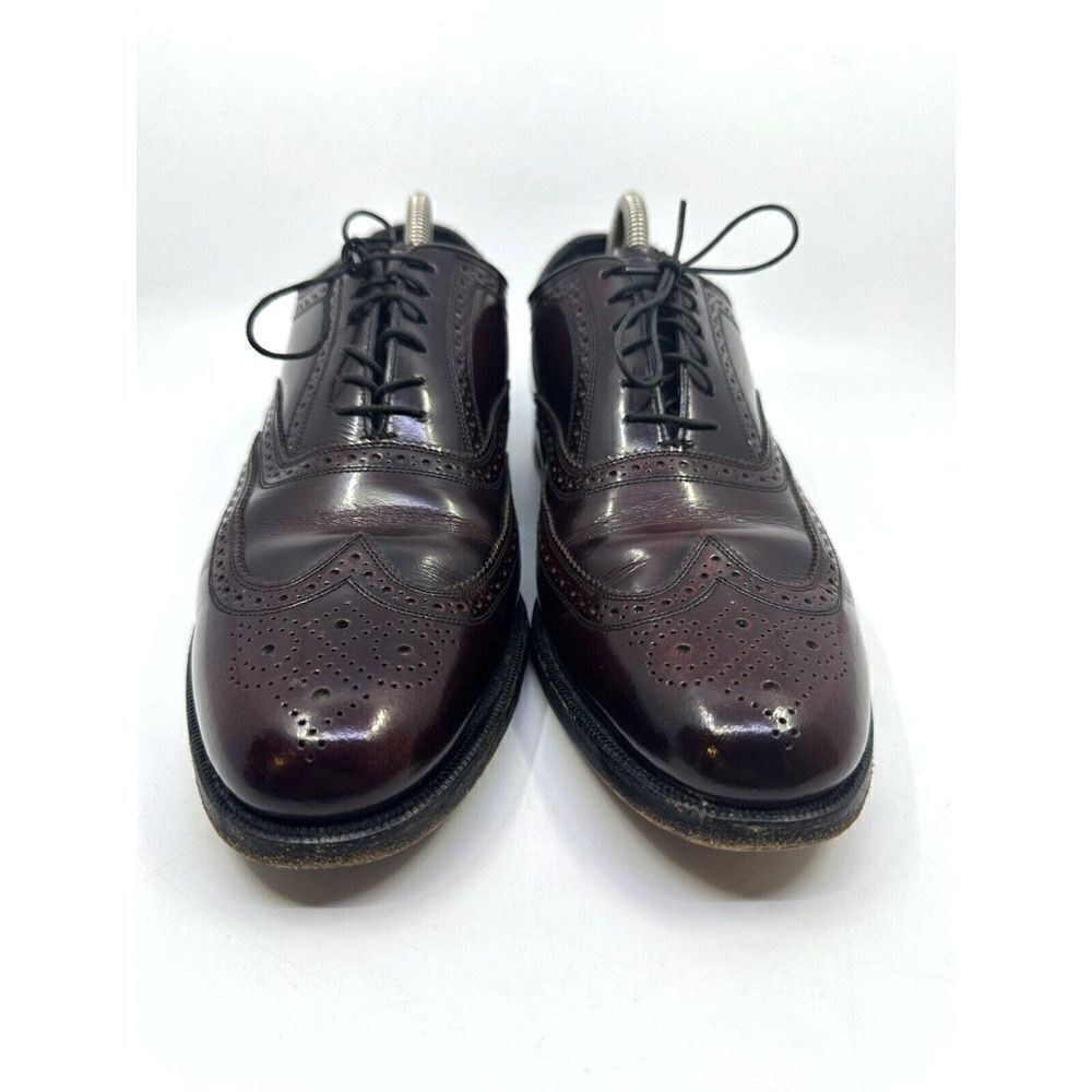 Florsheim Wingtip Oxford Mens 10 D Burgundy‎ Good Leather Brogue Made in USA